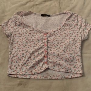 white floral top cropped - Hesperus size M
